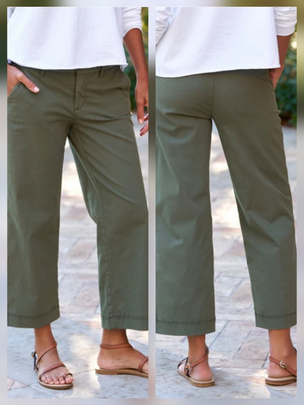 Frank & Eileen Westport Cotton Twill Chino Pants Army Green Made USA Size 4